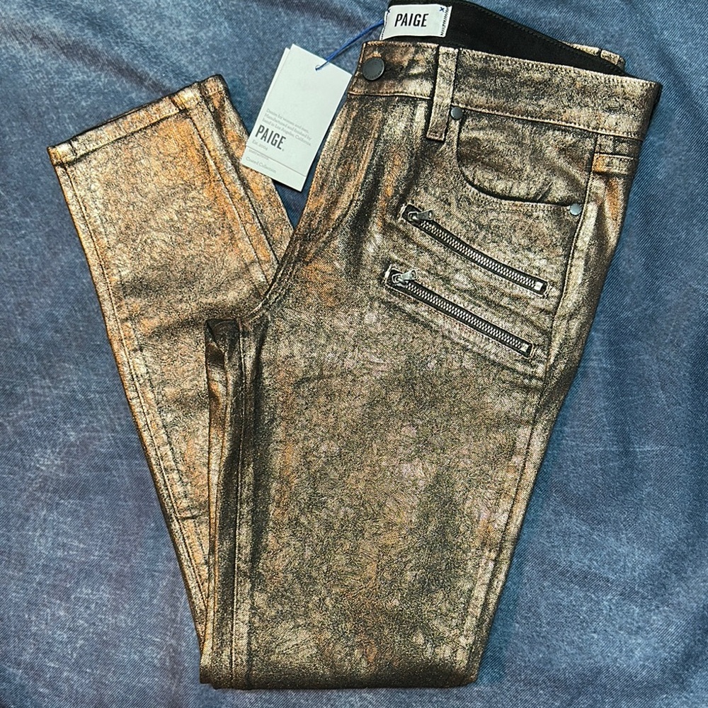 Paige Edgemont Ultra Skinny Copper Crackle Women's Jeans sz 31 NWT